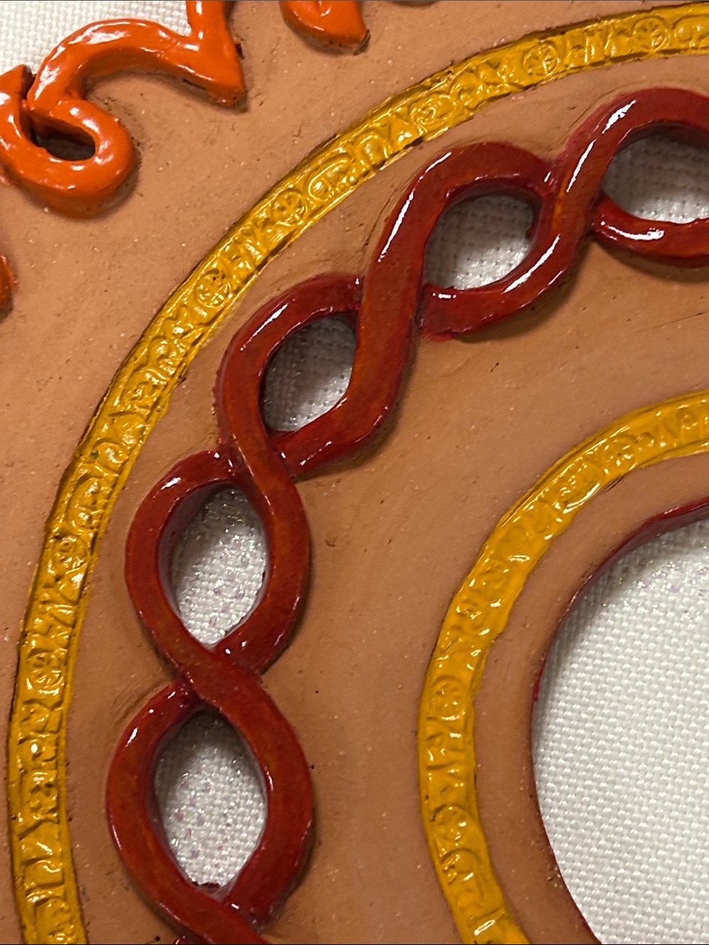 Handcrafted Sunburst Ceramic Wall Accent in Orange and Terracotta image 4